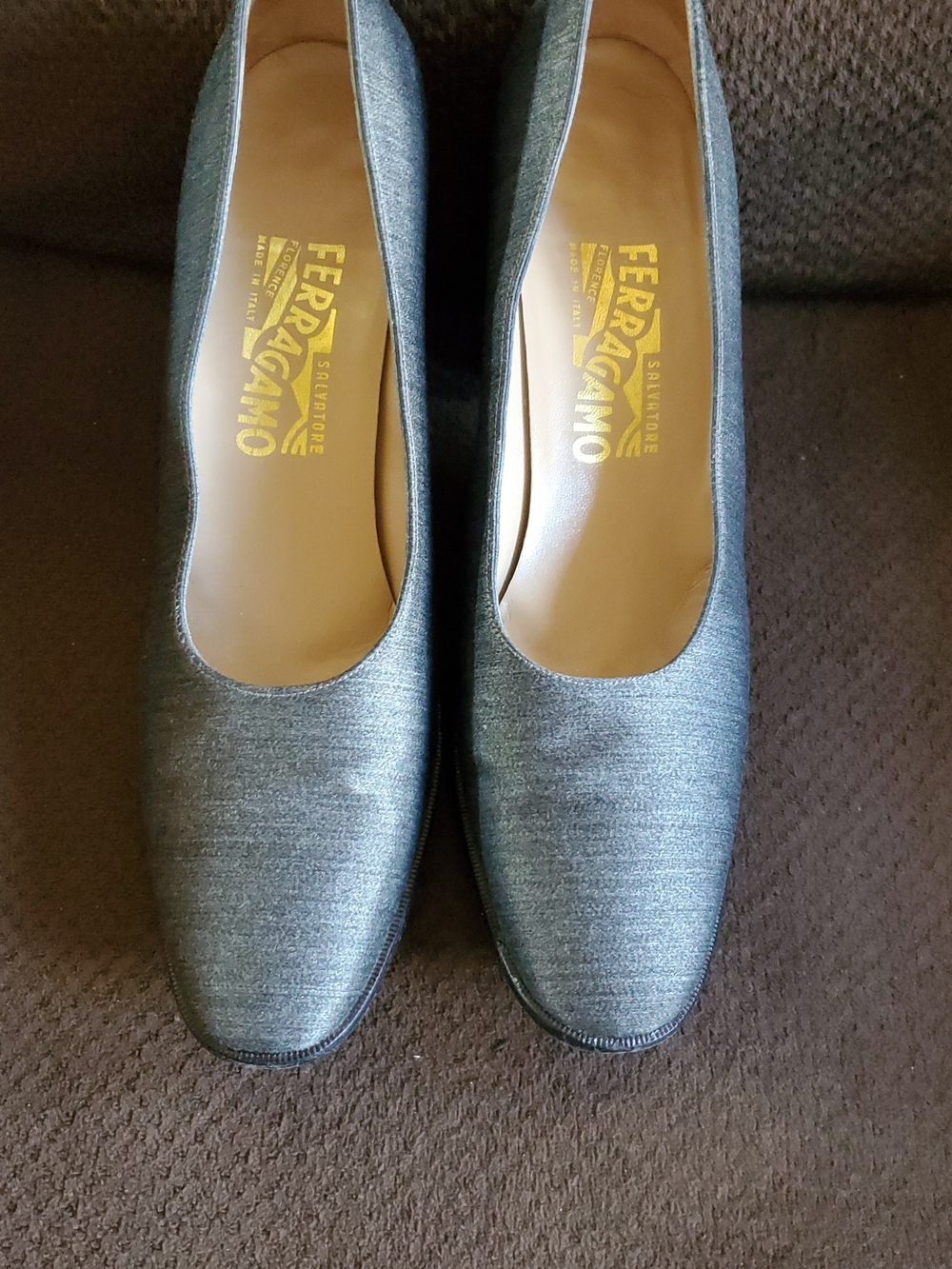 Salvatore Ferragamo Women's Gray Slip-On Pumps Size 10 AA